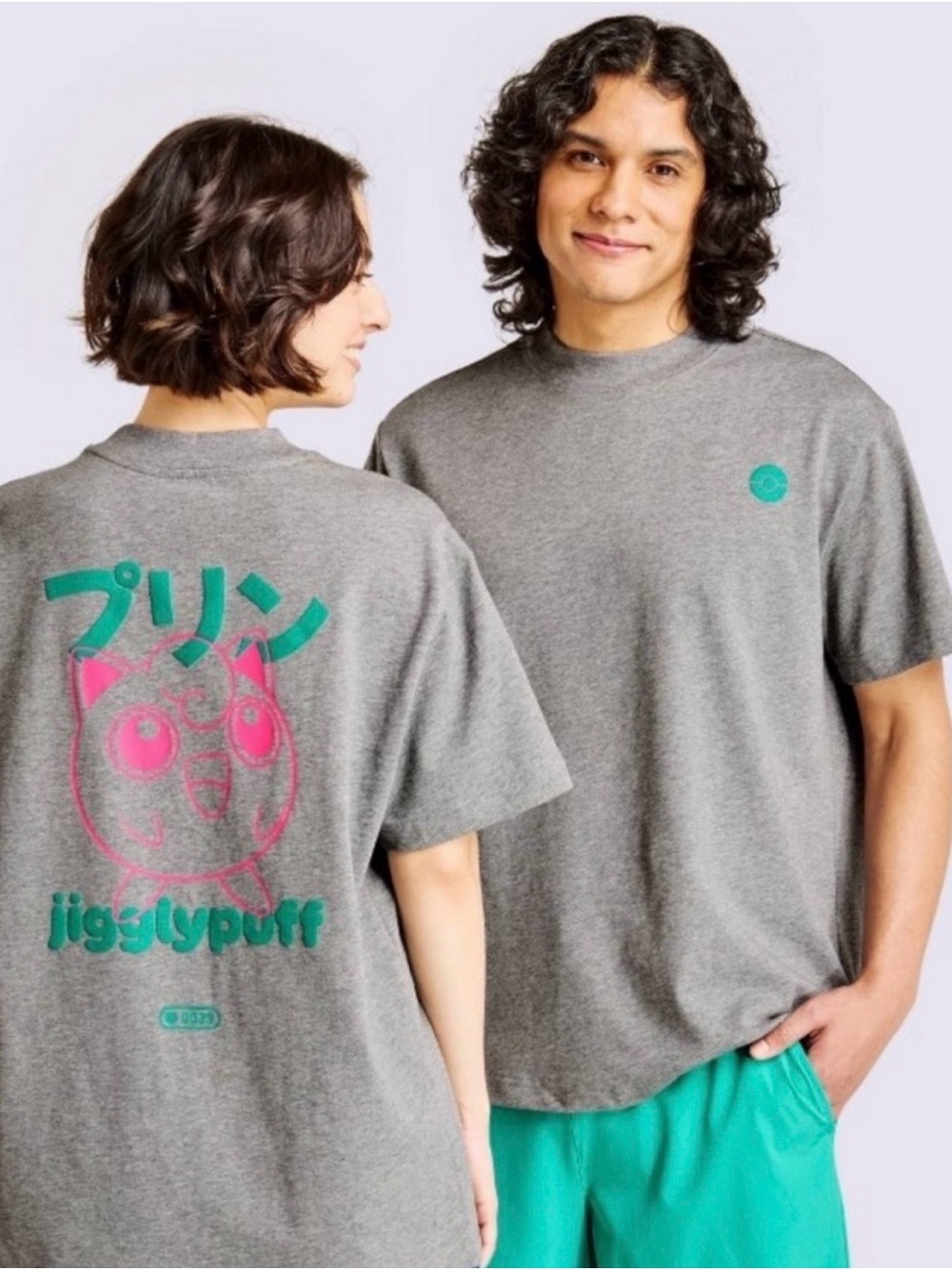 TargetxPokemon Jigglypuff Graphic Tee unisex Gray with Pink & Teal medium NWT